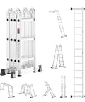 All In One 7 In 1 Folding Ladder For Home And Outdoor Use Telescoping A Frame To 12 Ft Reach With 3 Steps Adjustable Extension Platform Or Straight Config Heavy Duty 330 Lb Capacity For Cleaning Painting Gardening And Car Care aluminum ladder folded and in multiple positions