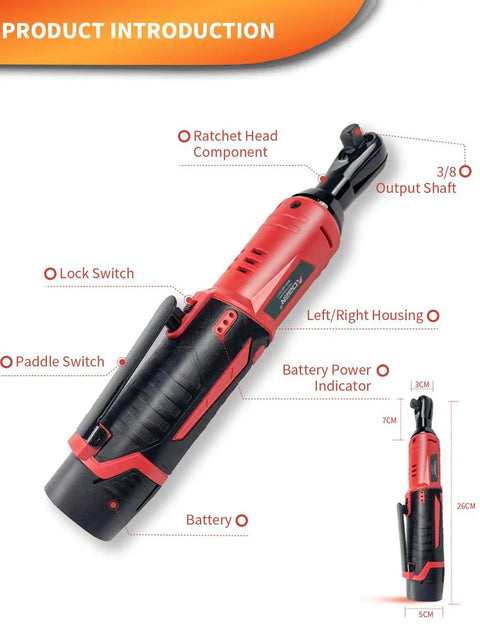 Cordless Electric Ratchet Wrench Set With Three Eighths Inch Drive 12 Volt Power Ratchet Kit With Dual 2000 mAh Batteries And Charger Solid Torque For Quick Bolts And Nuts