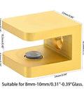 4 Piece Glass Clamp Set Solid Brass Brushed Gold Shelf Support Brackets Clips Square Shape For Eight To Ten Millimeter Glass Panels