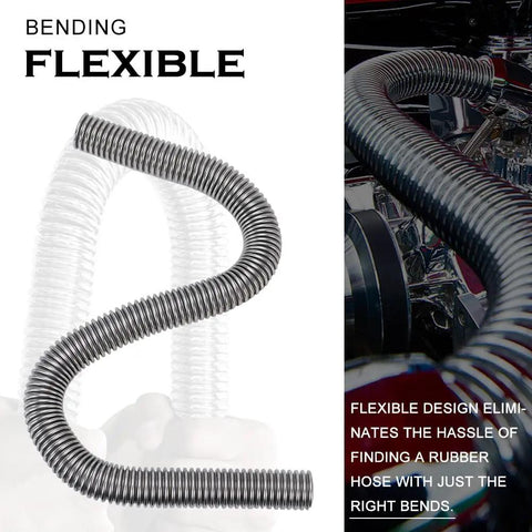 24 Inch Stainless Steel Radiator Flexible Coolant Water Hose Kit With Cap Clamp In Silver for Cars, Bending Flexible View