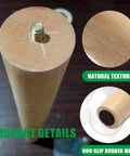 Detailed view of Beech Wood Table Legs Set Of 4 12 Inch 16 Inch 18 Inch Tapered Round Replacement Feet with natural texture and rubber mat