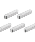 Five stainless steel round-ended feather keys, 5x5x25 mm, for parallel drive shafts.
