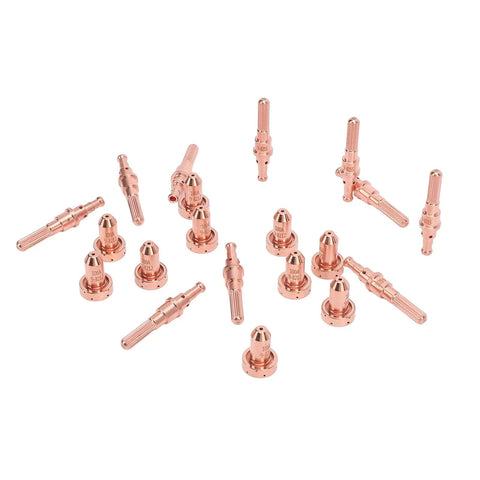 Fresh Braze Plasma Cutting Nozzle And Electrode Kit, 20 Piece Combo For SL60 SL100 Torch, detailed view of brass nozzles.
