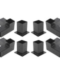 Hella Tough Steel Corner Brackets For Elevated Wood Deck Stand Kit Rust Proof Outdoor Lumber Support Hardware Powder Coated Post Mount Connectors Pack Of Eight showing black metal corner brackets.