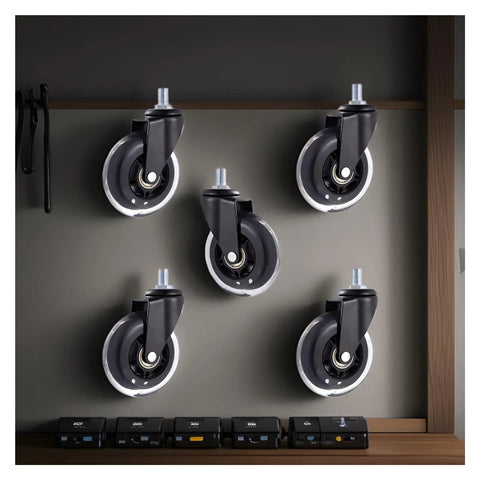 Mounted Caster Wheels 3 Inch PU Roller Set With M6 M8 M10 Screw Mounts 5 Piece Replacement Kit For Quiet Easy Install