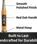 Classic Japanese Mortise Chisel 12mm Half Inch Oire Nomi For Woodworking with polished red oak handle and metal hoop detail.