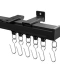 Heavy Duty Ceiling Curtain Track System With Wall Mount And Ceiling Mount No Sag 15 Feet Black Aluminum Track For Curtains And Room Dividers Includes Hooks Smooth Quiet Glide Pulleys Durable And Rust Resistant with hooks