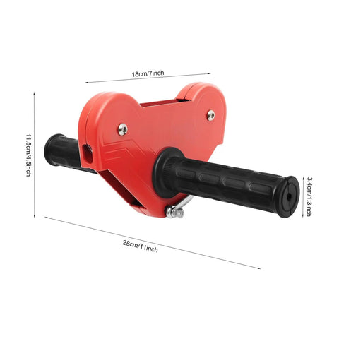 Backyard Zip Line Kit For Kids And Adults 160ft Cable Quick Tighten Trolley with black handles and red body, dimensions shown.