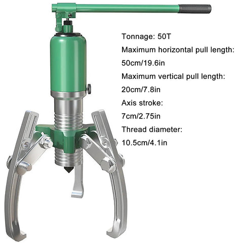 Heavy Duty Hydraulic Gear Puller Built Tough With Seamless Forged Steel Jaws, 50T capacity, designed for bearing extraction.