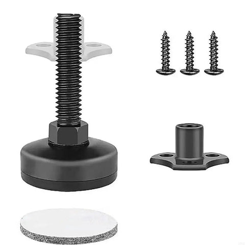 12 Pack Furniture Leveling Feet With Three Eighths Inch Thread And Adjustable Height, Floor Protectors, Wide Base To Stop Slipping And Scratches, Fits Tables, Chairs, Cabinets, No Sweat Install For Uneven Floors black adjustable leveling foot with screws