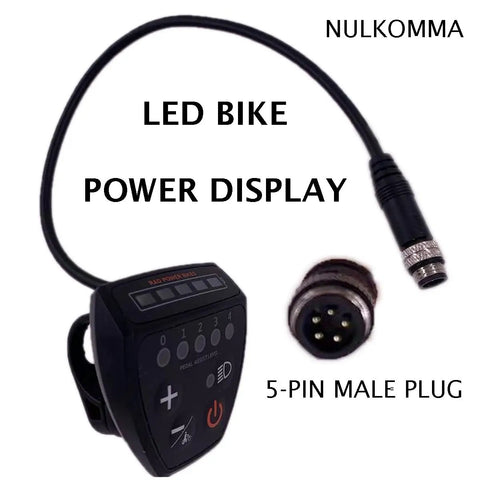 Ultimate Ebike LED Display Meter For 24V 36V 48V Electric Bikes Waterproof Cycling Computer Panel with 5-pin plug shown