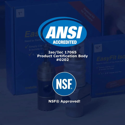 ANSI and NSF certified 1 Inch Push Fit Isolator Valve Complete Kit Copper Pex Tubing for plumbing upgrade.