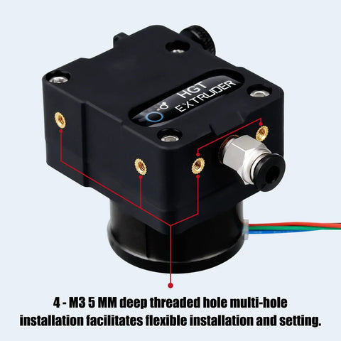 Ultra Lightweight Hgt Extruder With Nema14 36mm High Torque Stepper Motor Hardened Steel Dual Gears Bowden Direct Drive For Ender 3 V2 Pro 5 Plus CR10 Series CR10S CR6 SE 3D Printer Epic Upgrade, close-up on threaded holes for installation