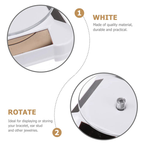 Close-up of Ipetboom Battery Free Rotating Display Stand Electric Jewelry Showcase Solar Powered Turntable showcasing white durable acrylic base.