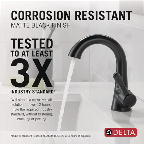 Corrosion-resistant Esato Matte Black One Hole Bathroom Faucet for Vanity with Push Pop Drain 4 Inch Centerset