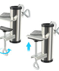 Two Pack Heavy Duty Umbrella Clamp Galvanized Steel Adjustable Deck Mount For Patio Balcony Railing, showing clamping mechanism