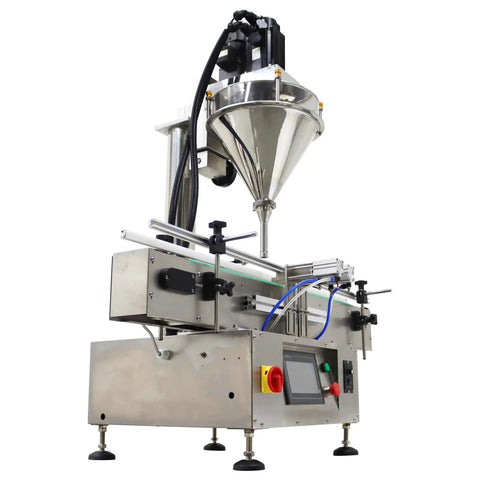 Automatic Desktop Powder Filling Machine Slick Screw Doser With Conveyor For Coffee Sugar Granules Hella Precise Dosage 10 To 200 Grams, stainless steel design.