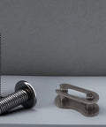 Heavy Duty Steel Chain Link Connectors 20 Pack Quick Swap Couplers For Single Speed And Folding Bikes on gray background.
