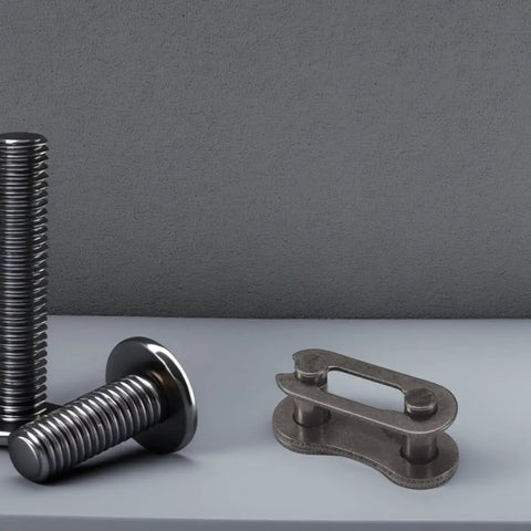 Heavy Duty Steel Chain Link Connectors 20 Pack Quick Swap Couplers For Single Speed And Folding Bikes on gray background.