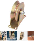 4 Inch V Shaped Pulley Wheel Heavy Duty Steel Cable Traction Block with ball bearing guide for wire rope ceiling mounting