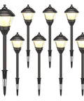 Pathway Lights 8 Pack Outdoor Low Voltage Landscape Kit With 1.5W LEDs 100 Lumen Warm White 3000K Bronze Metal Finish 12V