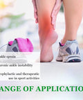 Person with ankle pain and athletic shoe, highlighting uses of Air Gel Ankle Brace With Stirrup Support For Upright Stability And Quick Relief.