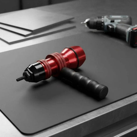 Electric Rivet Nut Adapter Kit for Quick Rivet Nut Installation with Detachable Handle and All In One Components in garage setting