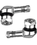 Two Pack CNC Aluminum Motorcycle Tire Valve Stems 90 Degree Air Stems Universal For Tubeless Tires 10 To 11 Point 3 mm Silver