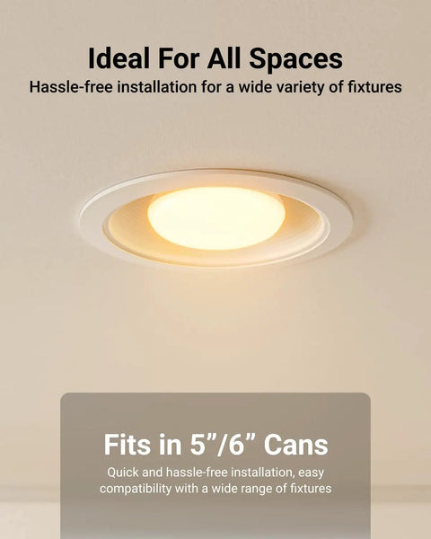 Recessed ceiling light with 12 Pack BR30 LED Bulbs For Recessed Can Lights, Indoor Flood Lighting, 1600 Lumens, 16W.