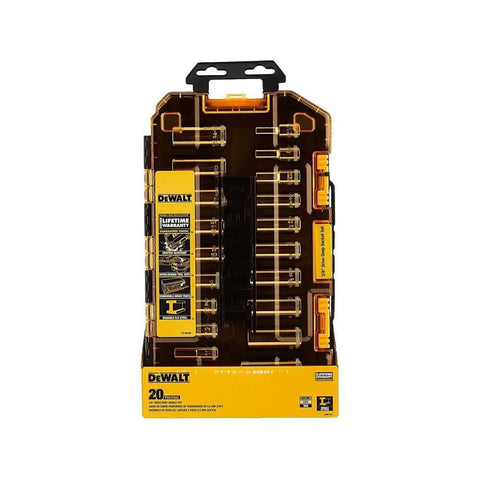 3/8 Inch Drive Deep Socket Set, 20 Piece with DirectTorque Technology, Knurled Beauty Rings For Slippage-Free Hand Tightening