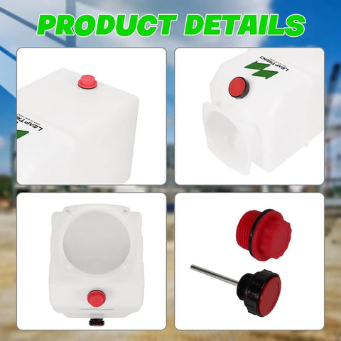 6 Quart Poly Power Unit Hydraulic Fluid Reservoir Tank For Heavy Duty Systems, various angles and components detailed