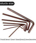 8pcs Mini Hex Key Wrench Set For Phone And Watch Repair 0.7 To 4mm High Hardness Alloy Steel L Shape Allen Keys In Brown Color Super Handy Kit, 8-piece sizes