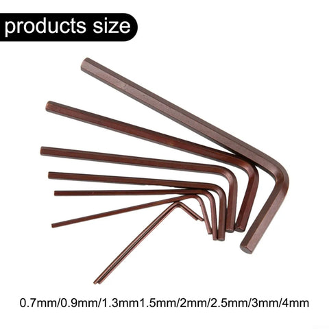 8pcs Mini Hex Key Wrench Set For Phone And Watch Repair 0.7 To 4mm High Hardness Alloy Steel L Shape Allen Keys In Brown Color Super Handy Kit, 8-piece sizes