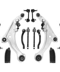Front Suspension Lower Control Arm Set Of 12 With Ball Joint Bushings Front And Rear Stabilizer Sway Bar Link Tie Rod Boot Assembly Replacement For Nissan Maxima 2009 2010 2011 2012 2013 2014 K622059 K622054