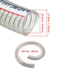 Close-up of 39 Inch Universal Log Splitter Suction Hose Beefy Heavy Duty 1 Inch ID Wire Reinforced PVC for hydraulic systems