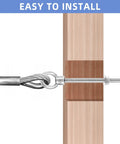 Heavy Duty 1/4 Inch By 6 Inch Eye Bolt Set With 304 Stainless Steel Nuts And Washers, installed on wooden structure