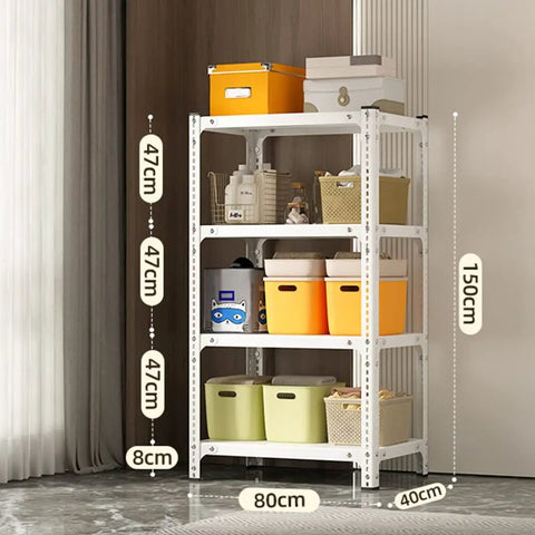Rugged Workhorse Garage Storage Shelving Unit With Five Thousand Pounds Hefty Load Capacity Four Tier Adjustable Steel Racks, 150cm height.