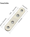 5 Pack Stainless Steel Straight Flat Corner Brace Bracket Mending Repair Plates Fixing Connector Furniture Fittings dimensions