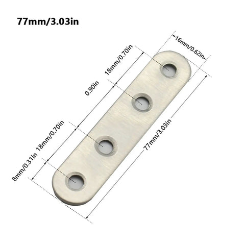 5 Pack Stainless Steel Straight Flat Corner Brace Bracket Mending Repair Plates Fixing Connector Furniture Fittings dimensions