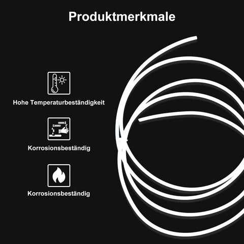 2M PTFE Teflon Tube For 1.75mm Filament 4mm OD 2mm ID Extruder Tubing For 3D Printers, coiled tube with symbols for temperature resistance