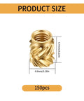 150 Pieces M3 Knurled Threaded Inserts For 3D Printing Heat Set Brass Nuts For Embedding In Plastic Shells Durable No Fuss Install High Temp Rust Resistant