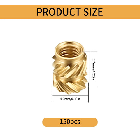 150 Pieces M3 Knurled Threaded Inserts For 3D Printing Heat Set Brass Nuts For Embedding In Plastic Shells Durable No Fuss Install High Temp Rust Resistant