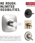 Universal Tub And Shower Valve Body For Easy Trim Upgrades MultiChoice Compatible faucet trim kits with multiple styles
