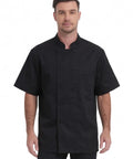 Moisture Wicking Mesh Chef Jacket For Men, Cool Flow Short Sleeve Culinary Coat With Handy Sleeve Pocket, Pro Level Double Breasted.