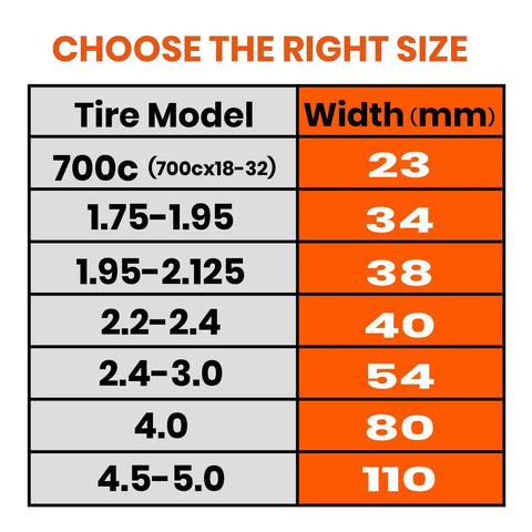 Size chart for Road Bike Tire Liner Self Adhesive Inner Tube Protector For 700c And 28 Inch Tires Puncture Proof Shield For Road