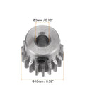 Close-up of Pinion Gear 3mm Bore 18T Mod 0.5 Stainless Steel RC Car Spur Gear with measurement details
