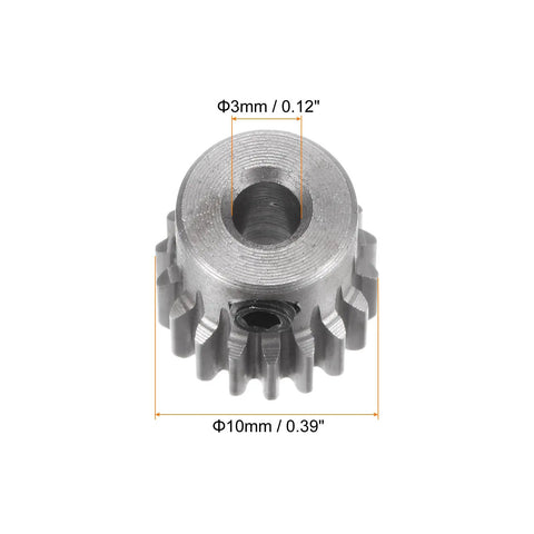 Close-up of Pinion Gear 3mm Bore 18T Mod 0.5 Stainless Steel RC Car Spur Gear with measurement details