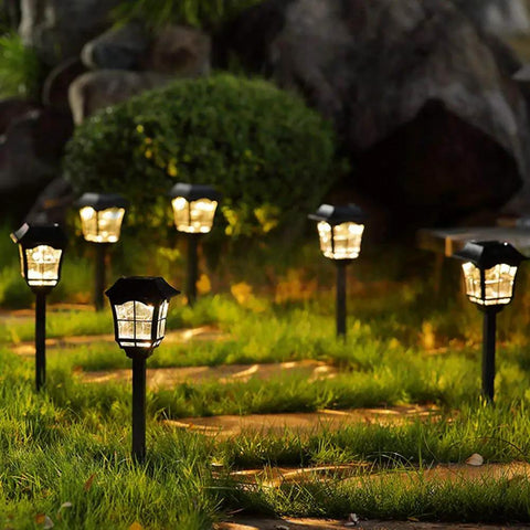 Solar Pathway Lights 6 Pack Black Waterproof Outdoor LED Garden Lights Easy Install No Fuss Decorative Dusk To Dawn Auto On Off