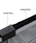 Expandable Window Screen Pack For Double Hung Windows Big Adjustable Mesh Screens 19.8 In High By 28 To 52 In Wide 5 Pack Replacement showing guide piece and sealing strip