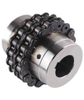 Pro Grade Roller Chain Coupling Kc6022 Clamp Style with aluminum hubs and stainless steel discs for precise motor alignment.